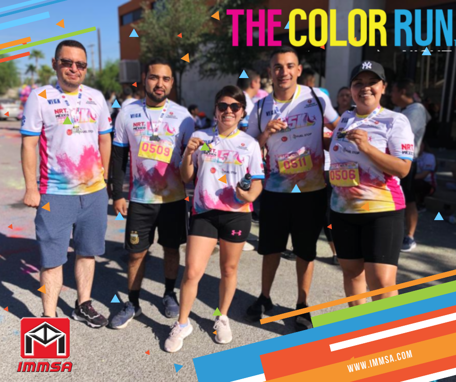 Participación de los compañeros IMMSA en competición deportiva 26 de marzo 2023, carrera 5 kilómetros The Color Run en Monclova, Coahuila 